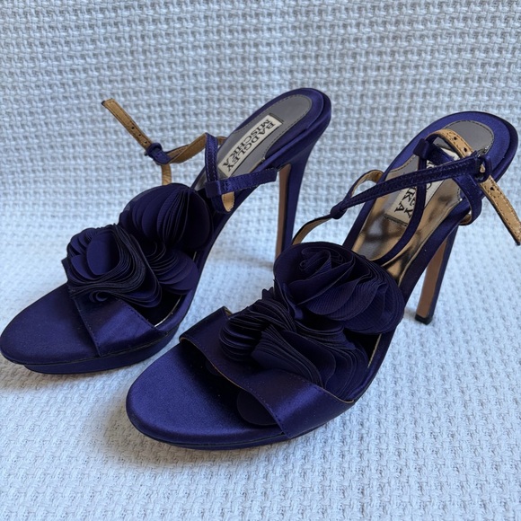 Badgley Mischka Shoes - Badgley Mischka Deep Purple Heels with Floral Accent